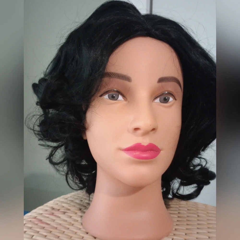 New Black Curly Bob Wig 12